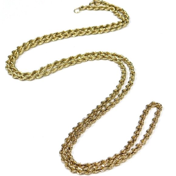 Real 10K Gold Rope Chain Necklace Long 30 inch, 3 mm – 12.6 grams, Stamped 10K - Picture 3 of 5